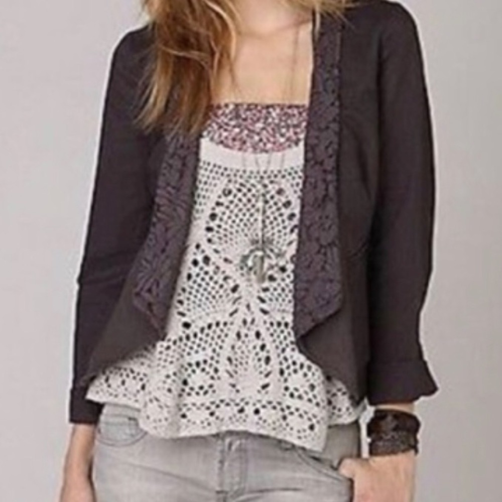 Free People Lace Lapel Jacket